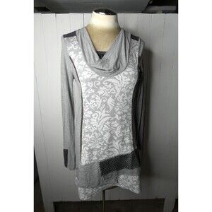Dolcezza Michael Phillips Women's S Grey Tunic Top Lagenlook Metallic Velvet